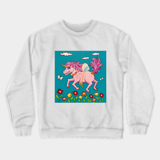 Happy Little Unicorn Crewneck Sweatshirt by SoozieWray